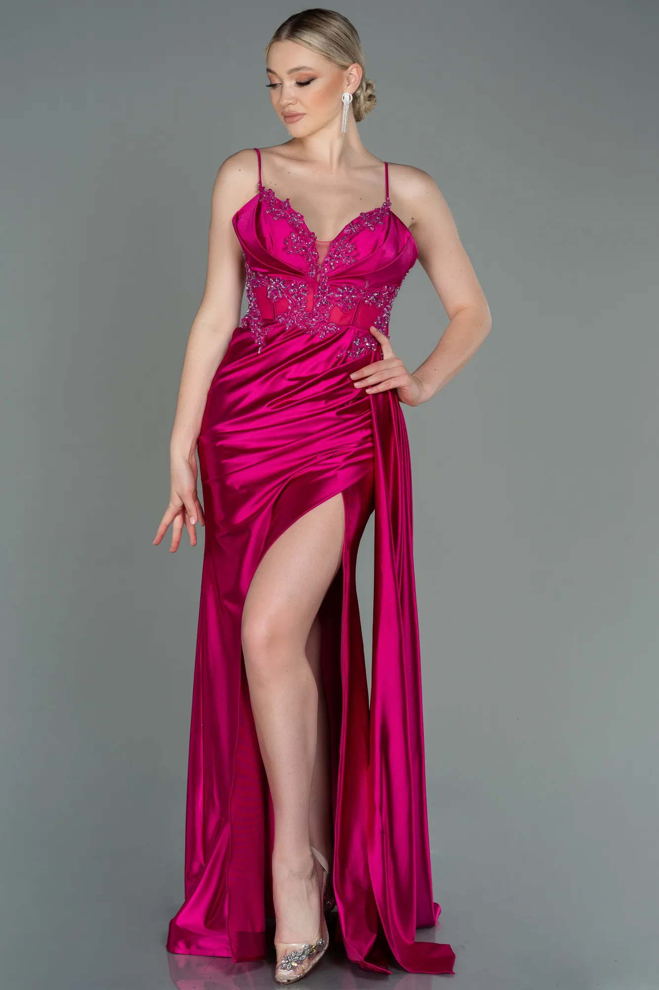 Robe de Soirée Longue Fushia ABU3192