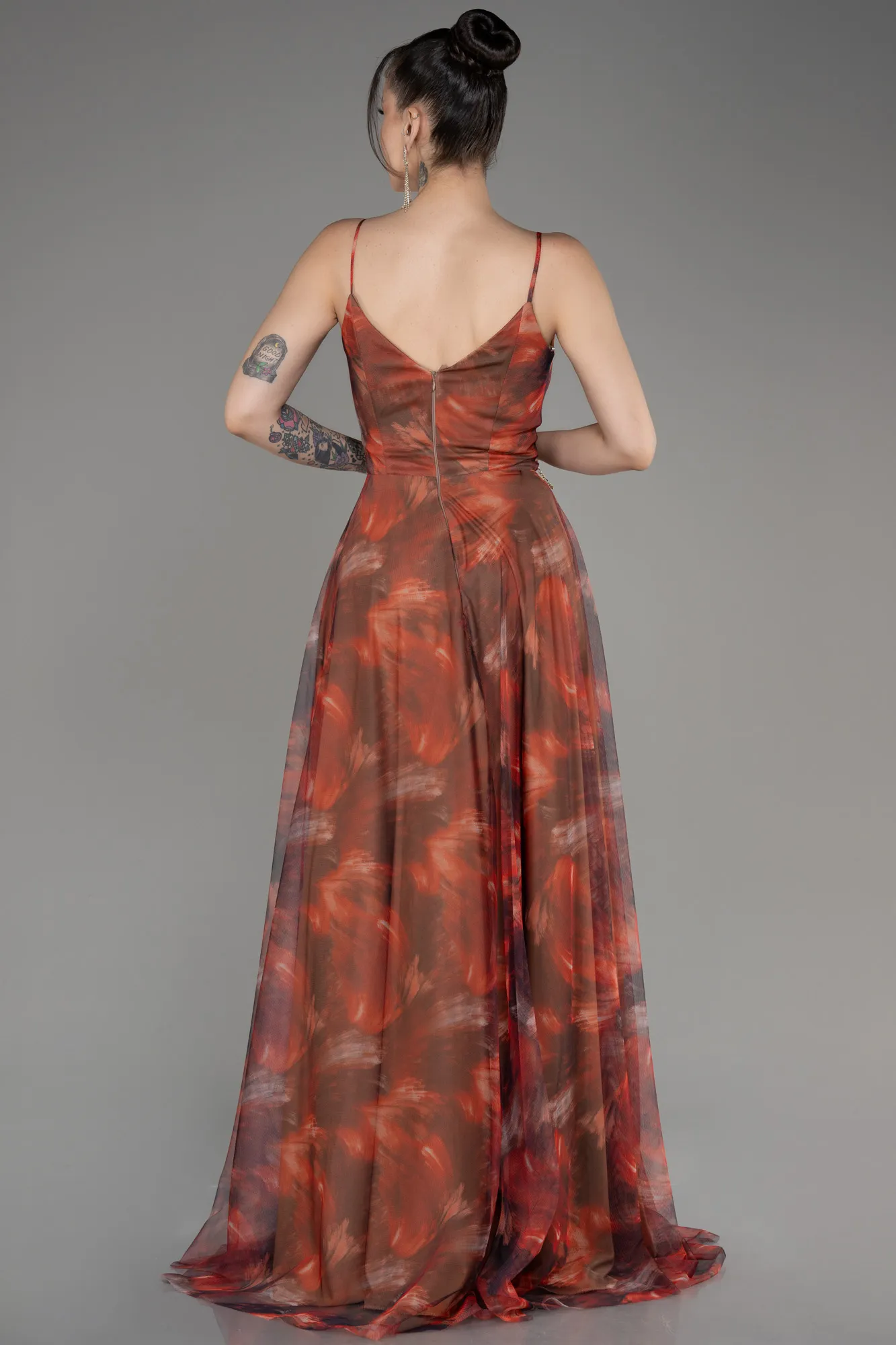 Robe de Soirée Longue Marron Clair ABU3954