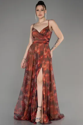 Robe de Soirée Longue Marron Clair ABU3954