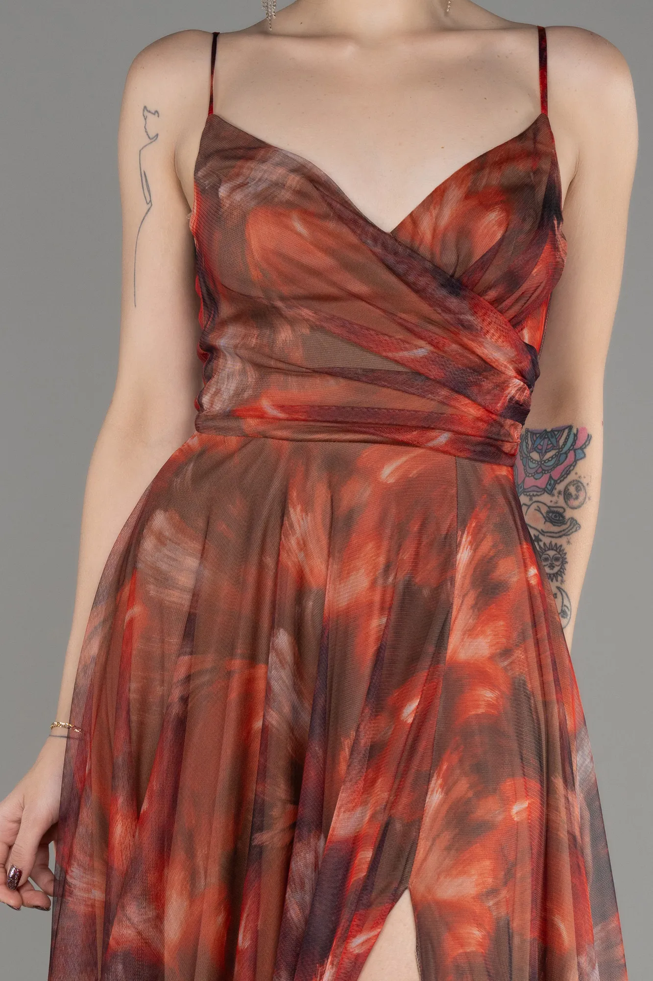 Robe de Soirée Longue Marron Clair ABU3954