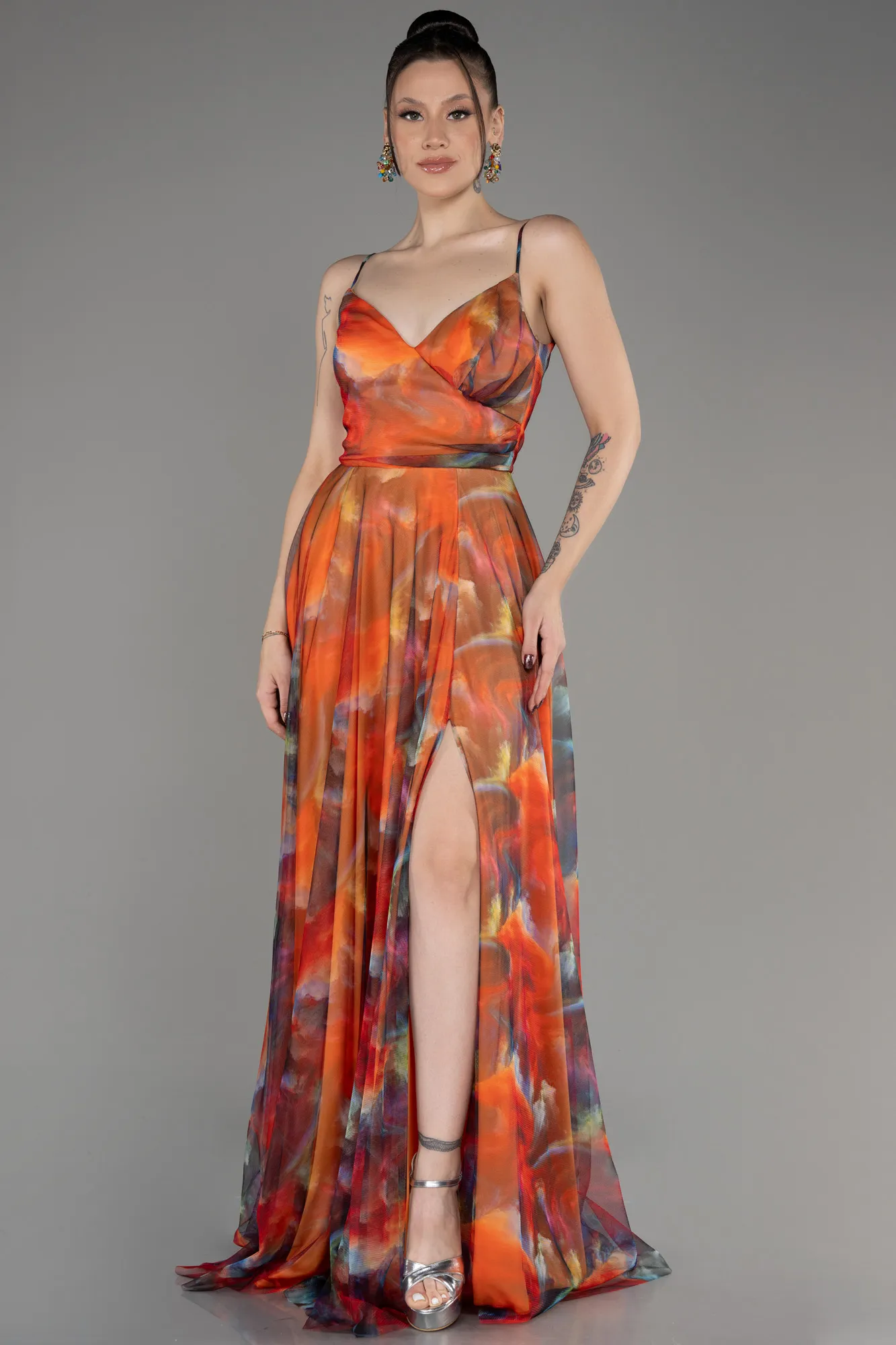 Robe de Soirée Longue Marron Clair ABU3954