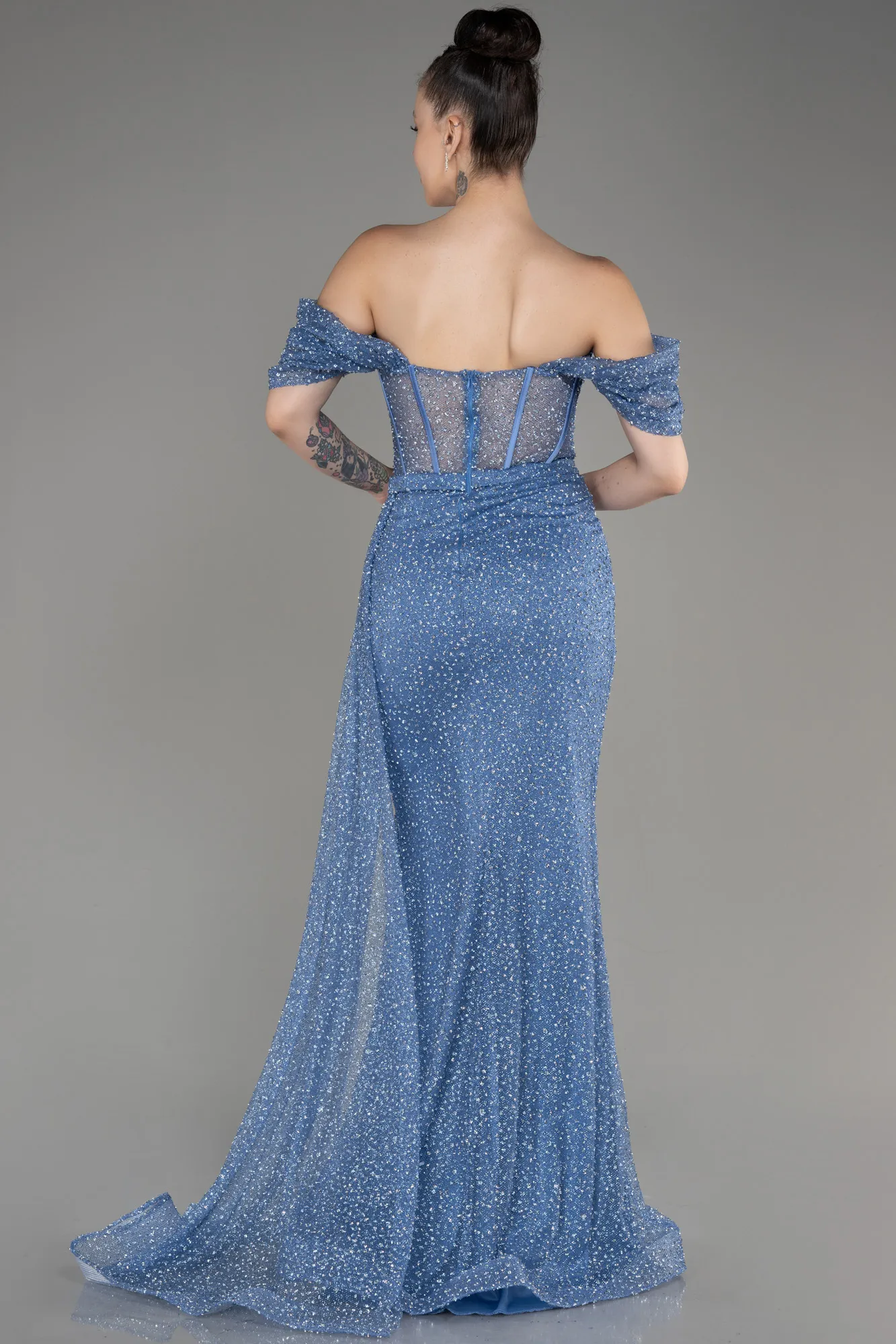 Robe de Soirée Longue Pierreux Indigo ABU3982