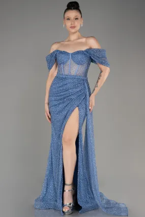 Robe de Soirée Longue Pierreux Indigo ABU3982