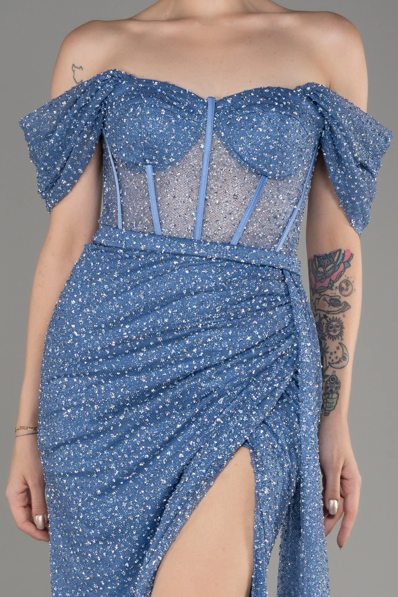 Robe de Soirée Longue Pierreux Indigo ABU3982