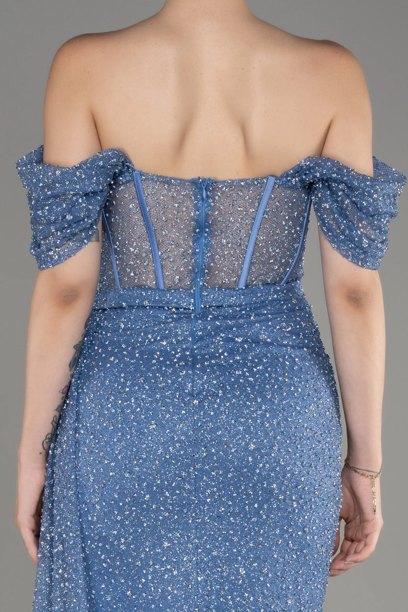 Robe de Soirée Longue Pierreux Indigo ABU3982