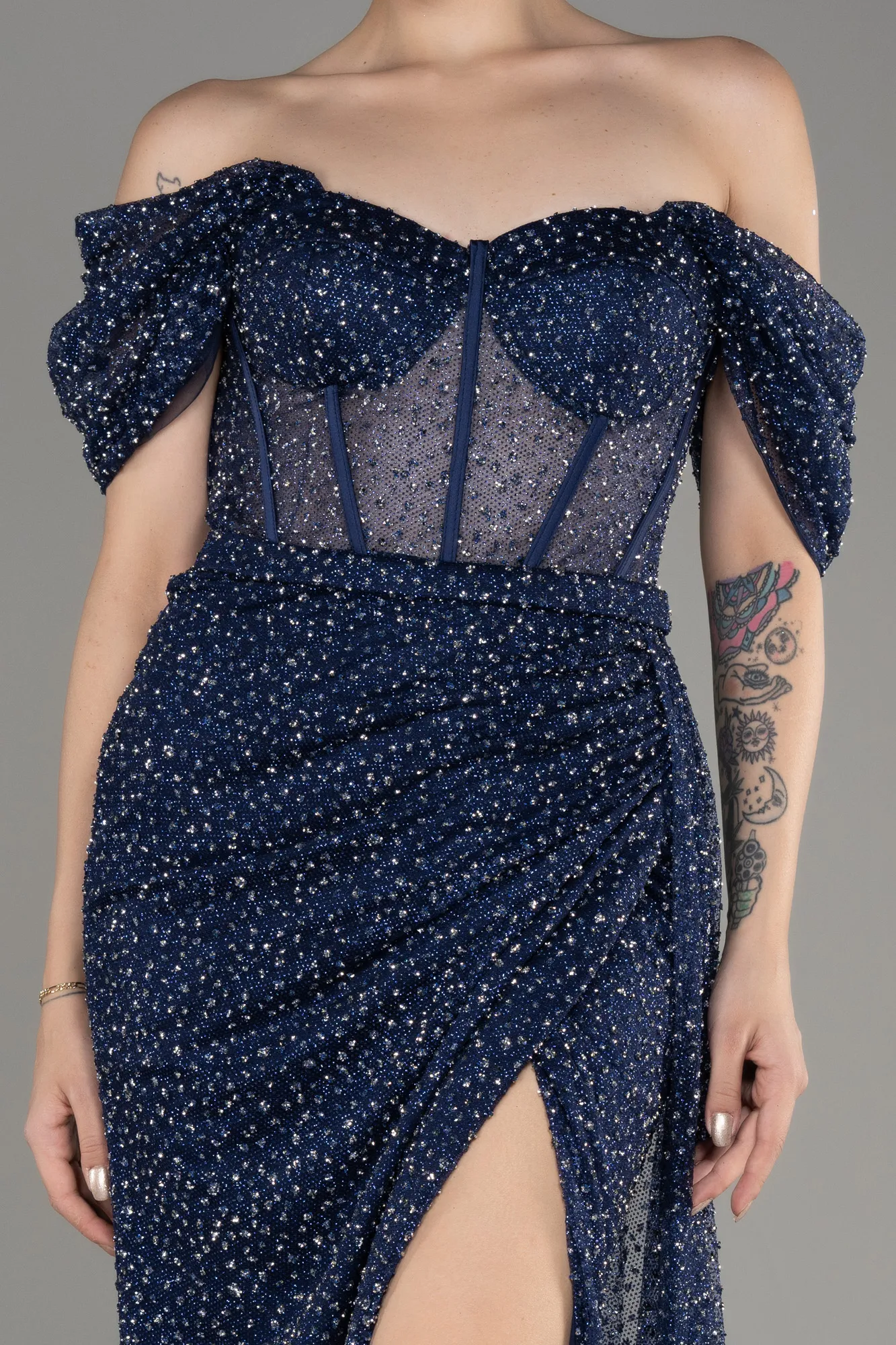 Robe de Soirée Longue Pierreux Indigo ABU3982