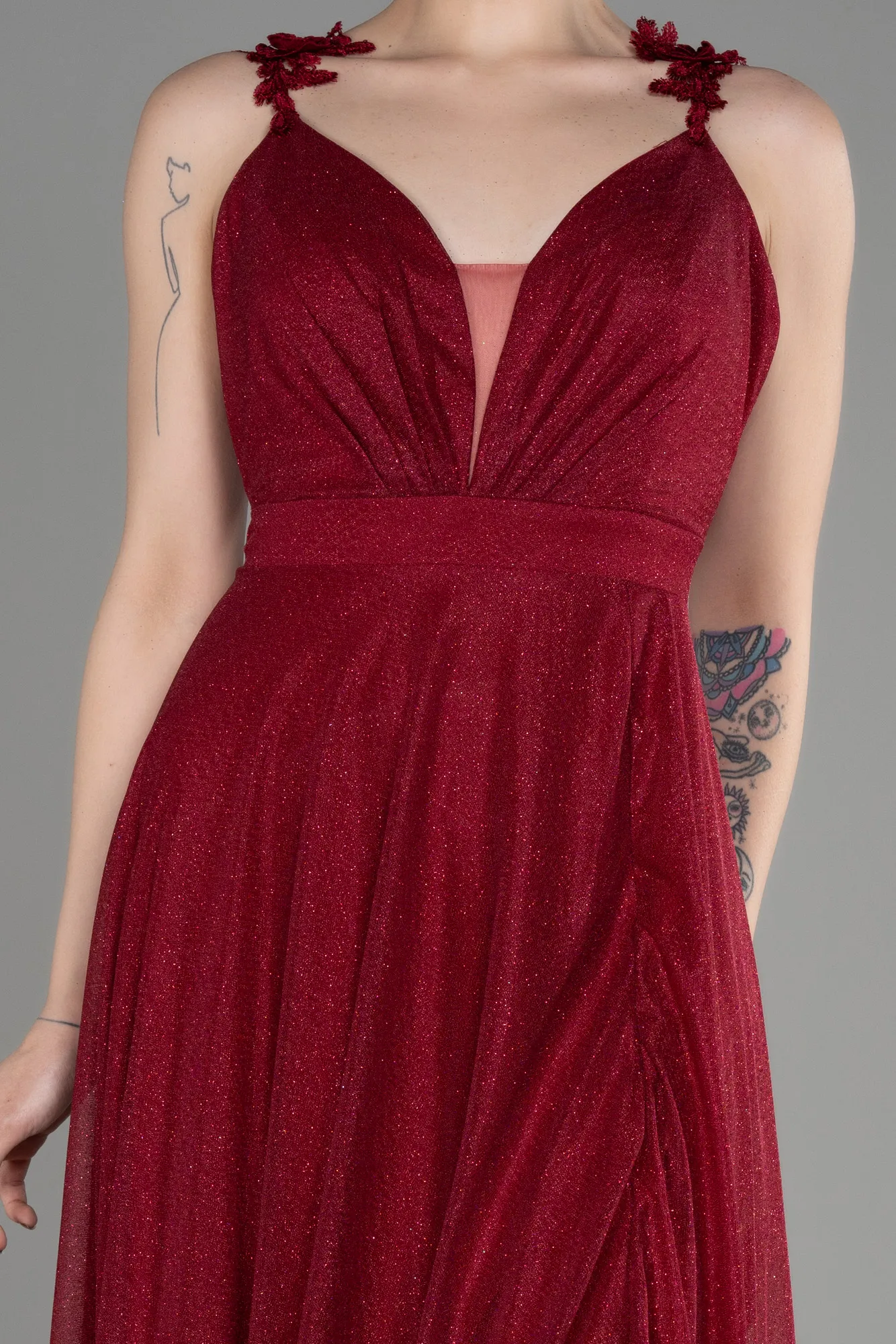 Robe De Soirée Longue Rouge Bordeaux ABU2307