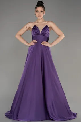 Robe de Soirée Longue Satin Lilas ABU3965