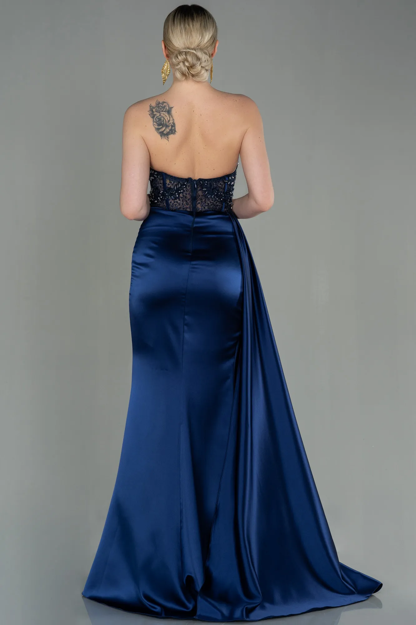 Robe de Soirée Longue Satin Émeraude ABU3998