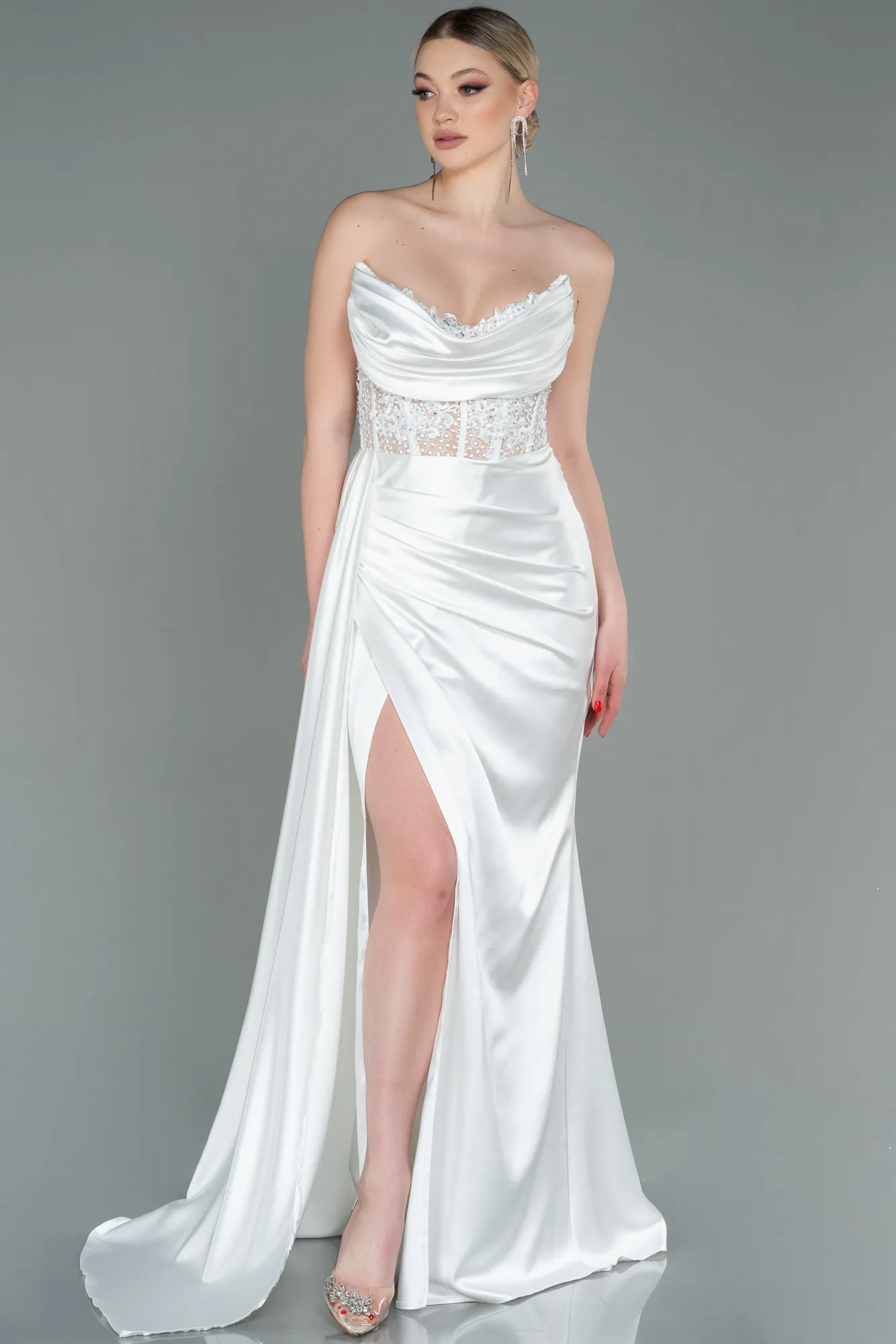 Robe de Soirée Longue Satin Émeraude ABU3998