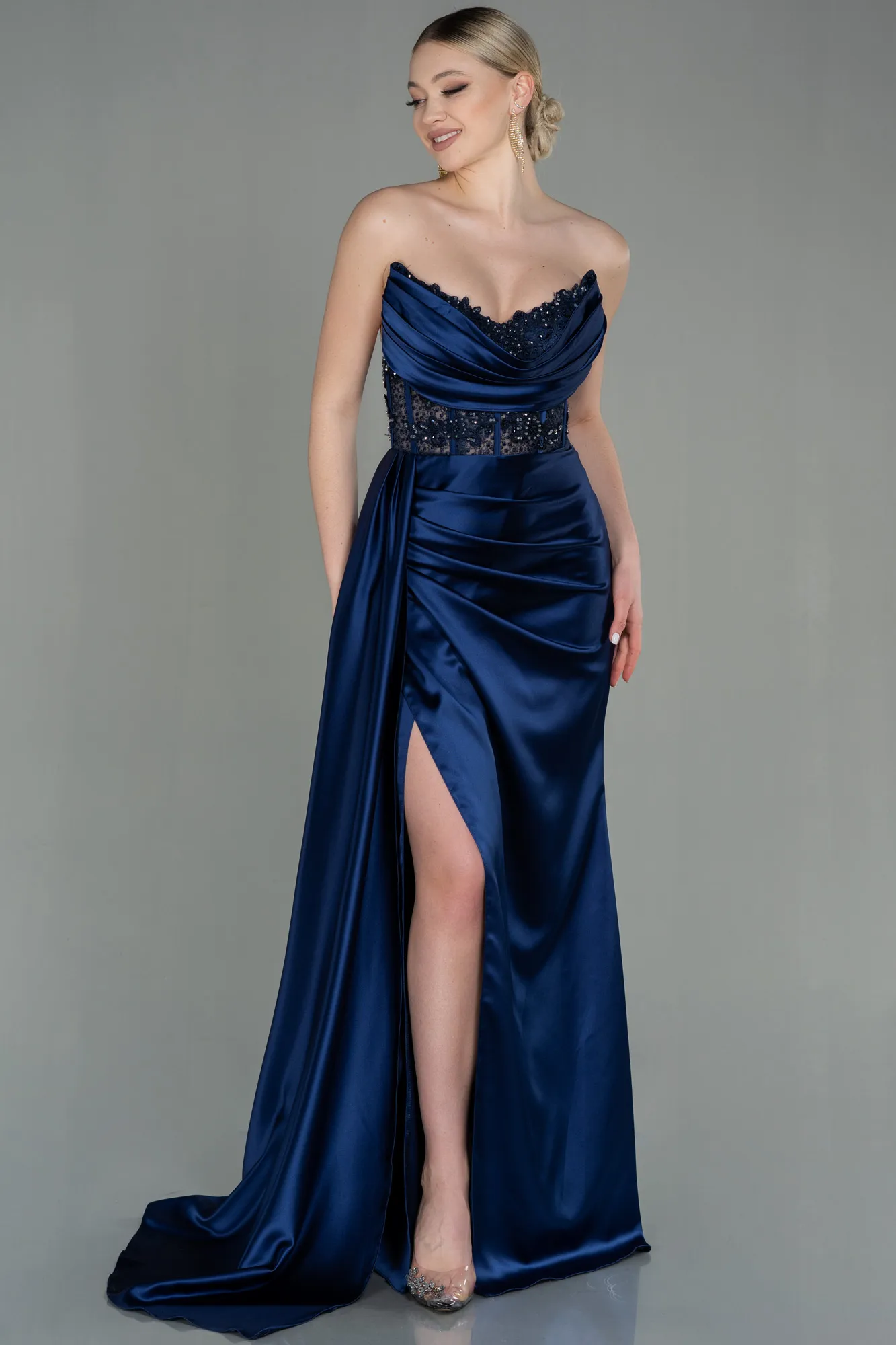 Robe de Soirée Longue Satin Émeraude ABU3998