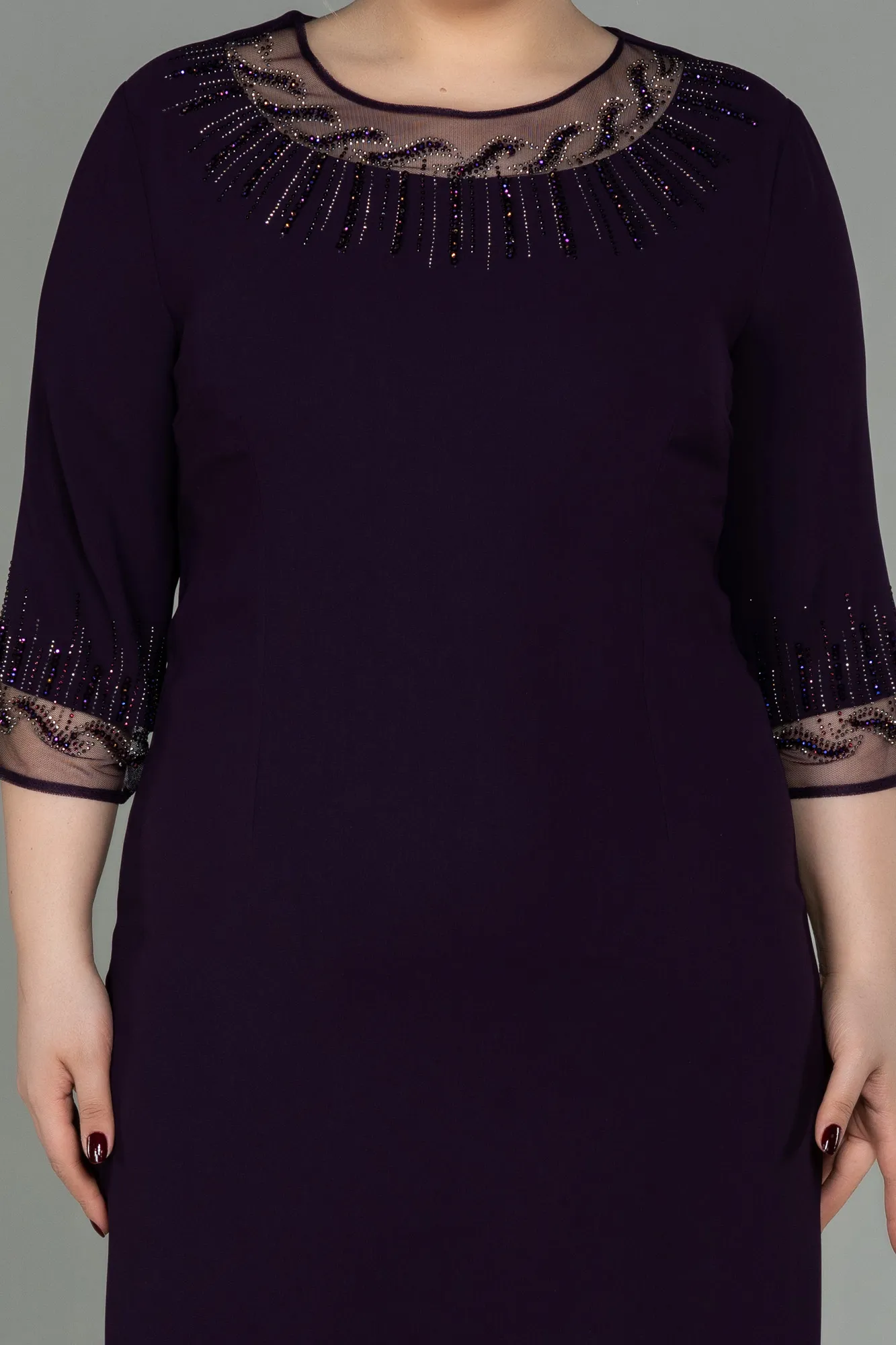 Robe Grande Taille Midi Violet ABK1622