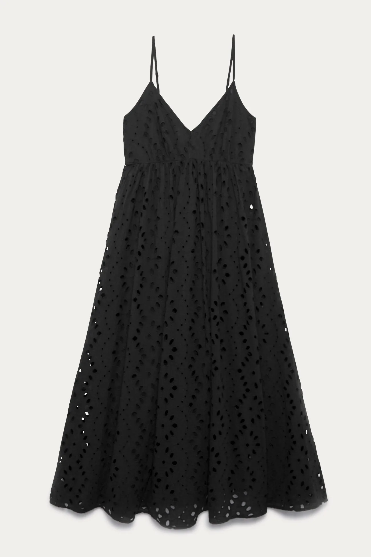 Robe midi en broderie anglaise - Noir