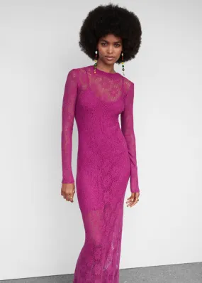 Robes Et Combinaisons | Femme MANGO Robe Brodée Semi-transparente Fuchsia