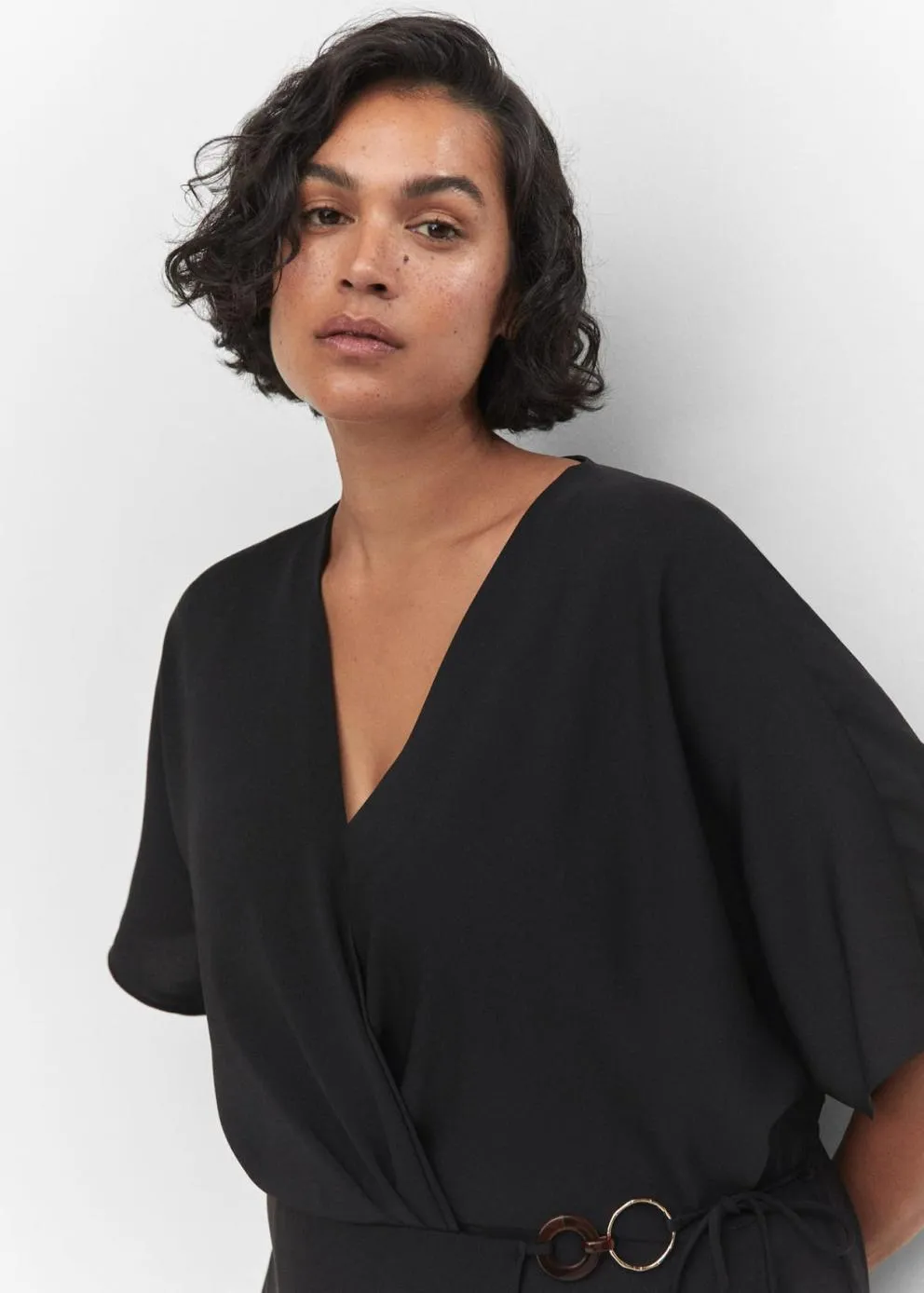 Robes Et Combinaisons | Femme MANGO Robe Cache-cœur Détail Anneaux Noir