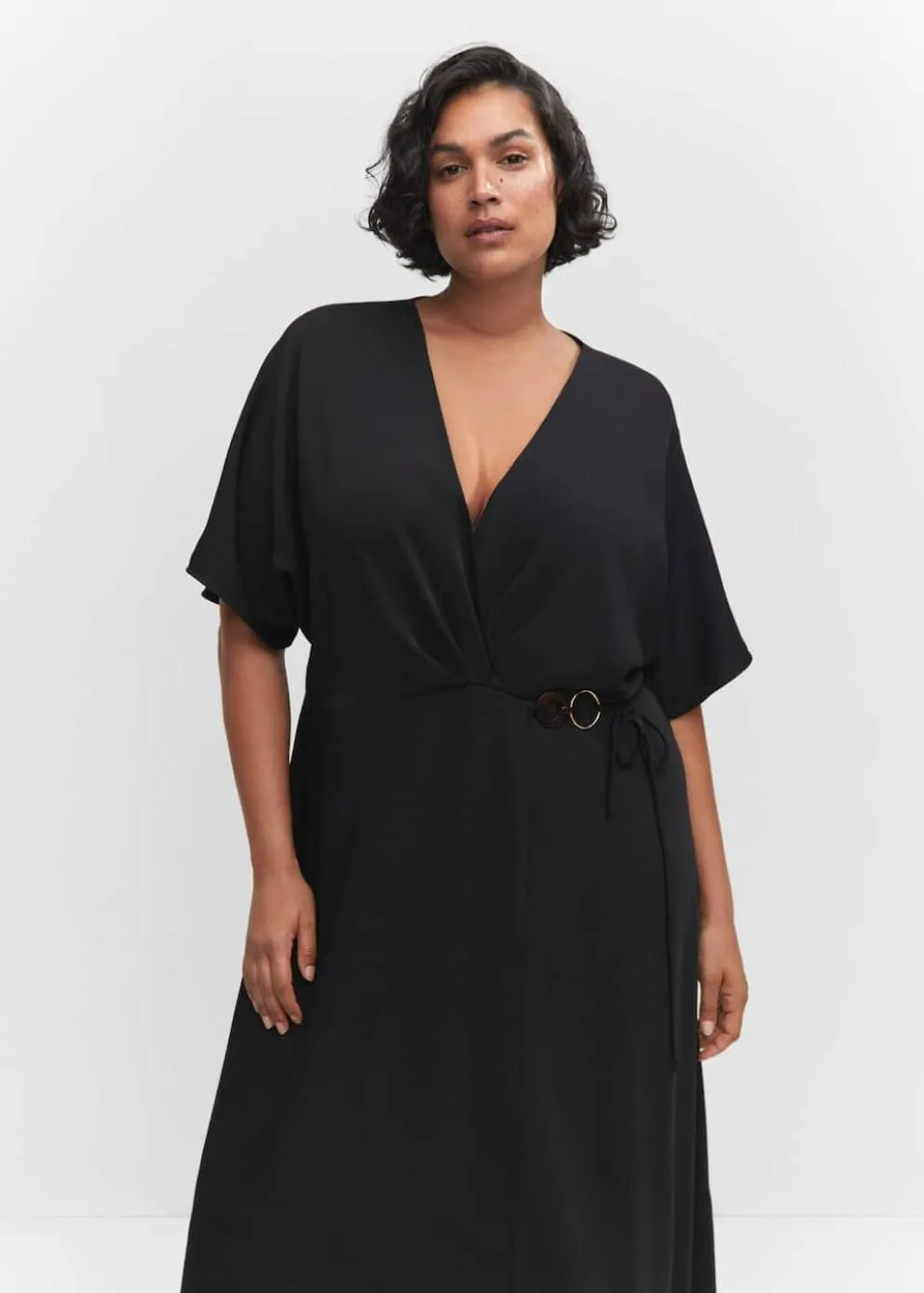 Robes Et Combinaisons | Femme MANGO Robe Cache-cœur Détail Anneaux Noir