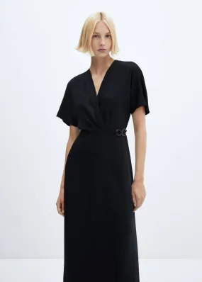 Robes Et Combinaisons | Femme MANGO Robe Cache-cœur Détail Anneaux Noir