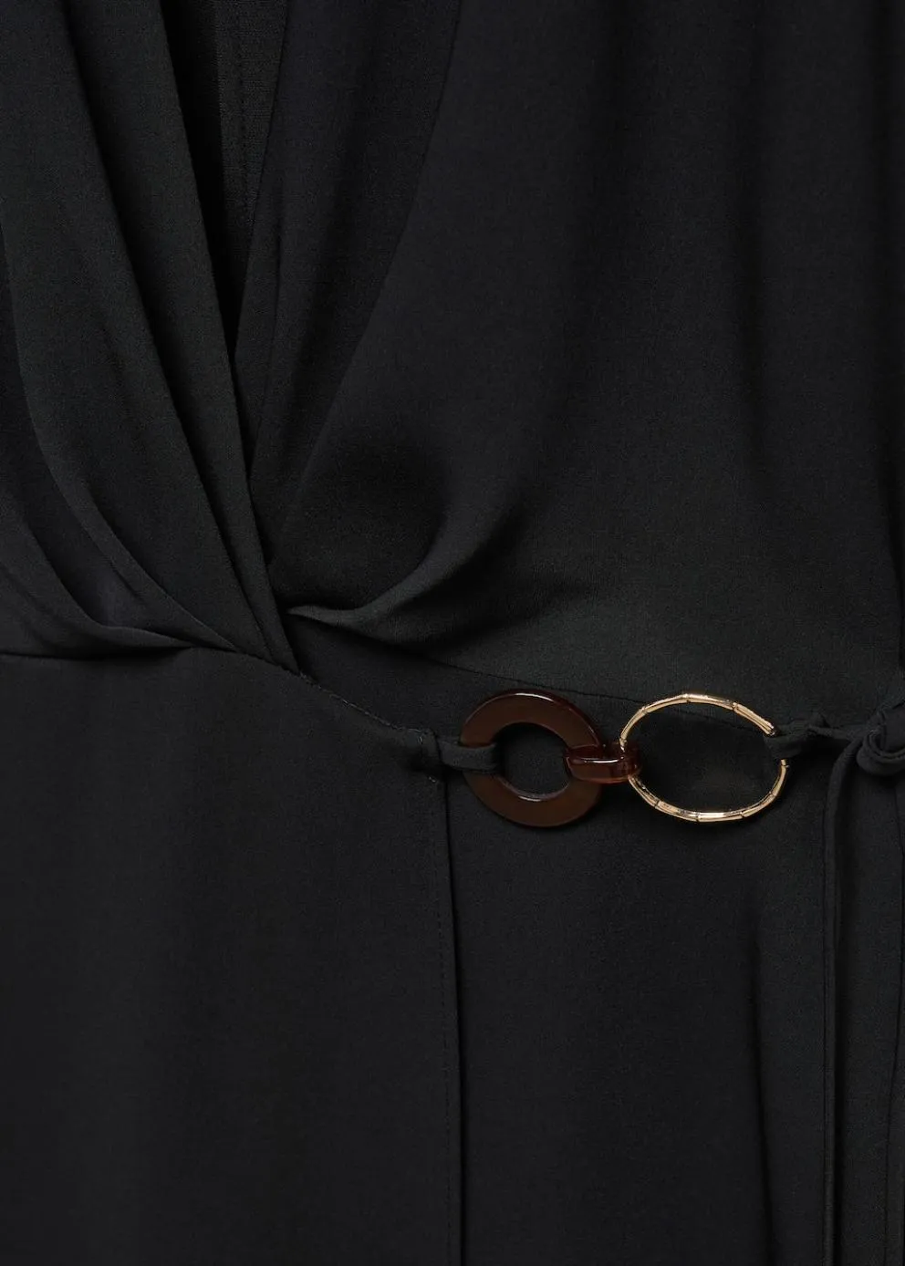 Robes Et Combinaisons | Femme MANGO Robe Cache-cœur Détail Anneaux Noir