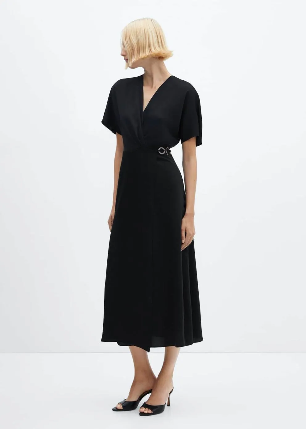 Robes Et Combinaisons | Femme MANGO Robe Cache-cœur Détail Anneaux Noir