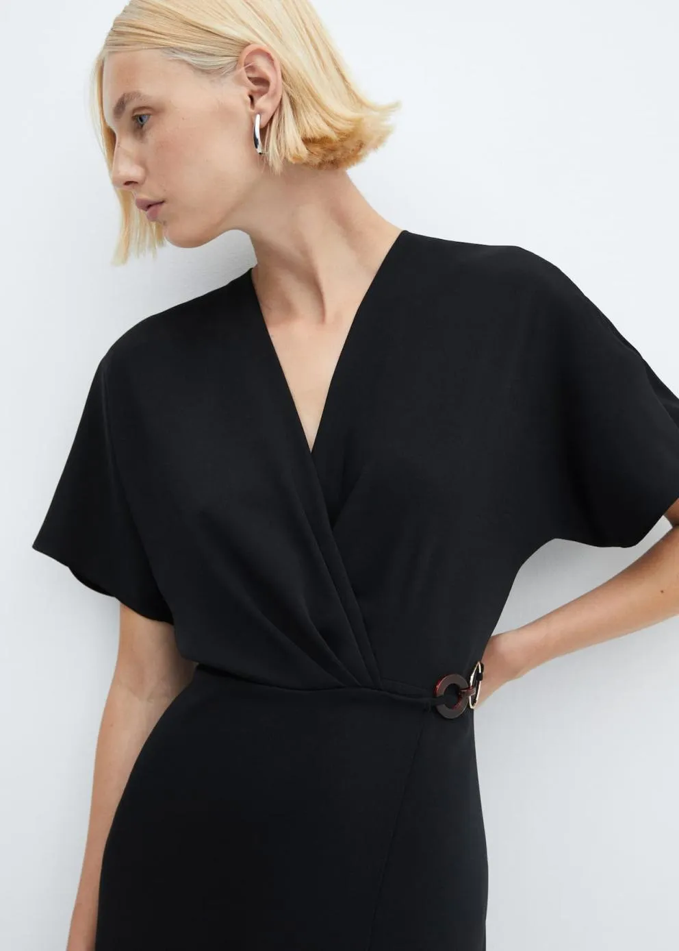 Robes Et Combinaisons | Femme MANGO Robe Cache-cœur Détail Anneaux Noir