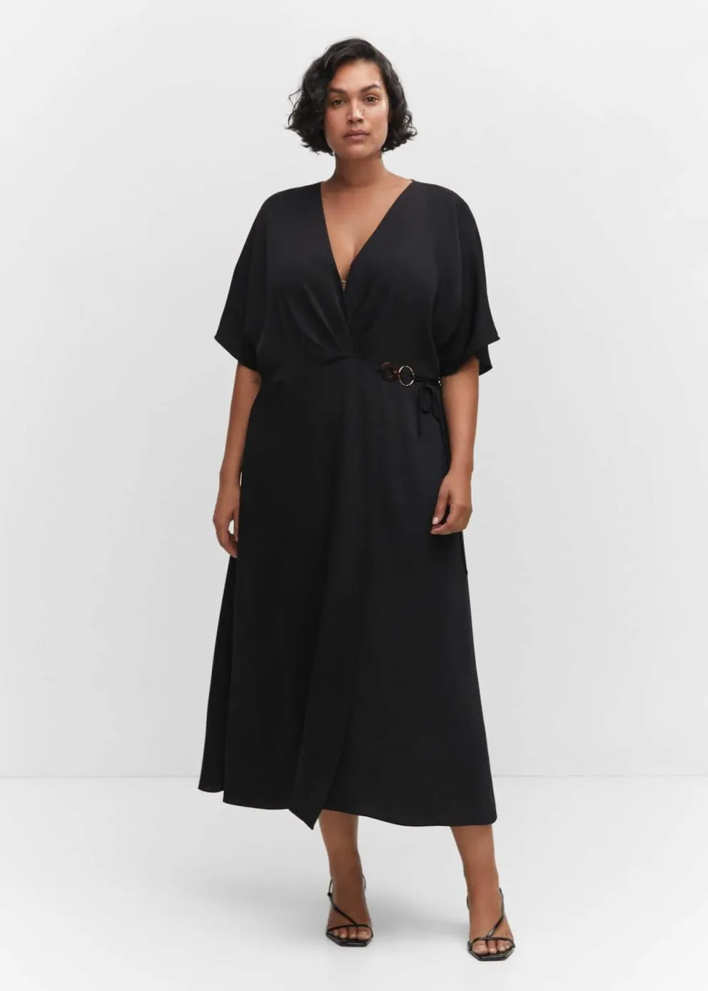 Robes Et Combinaisons | Femme MANGO Robe Cache-cœur Détail Anneaux Noir