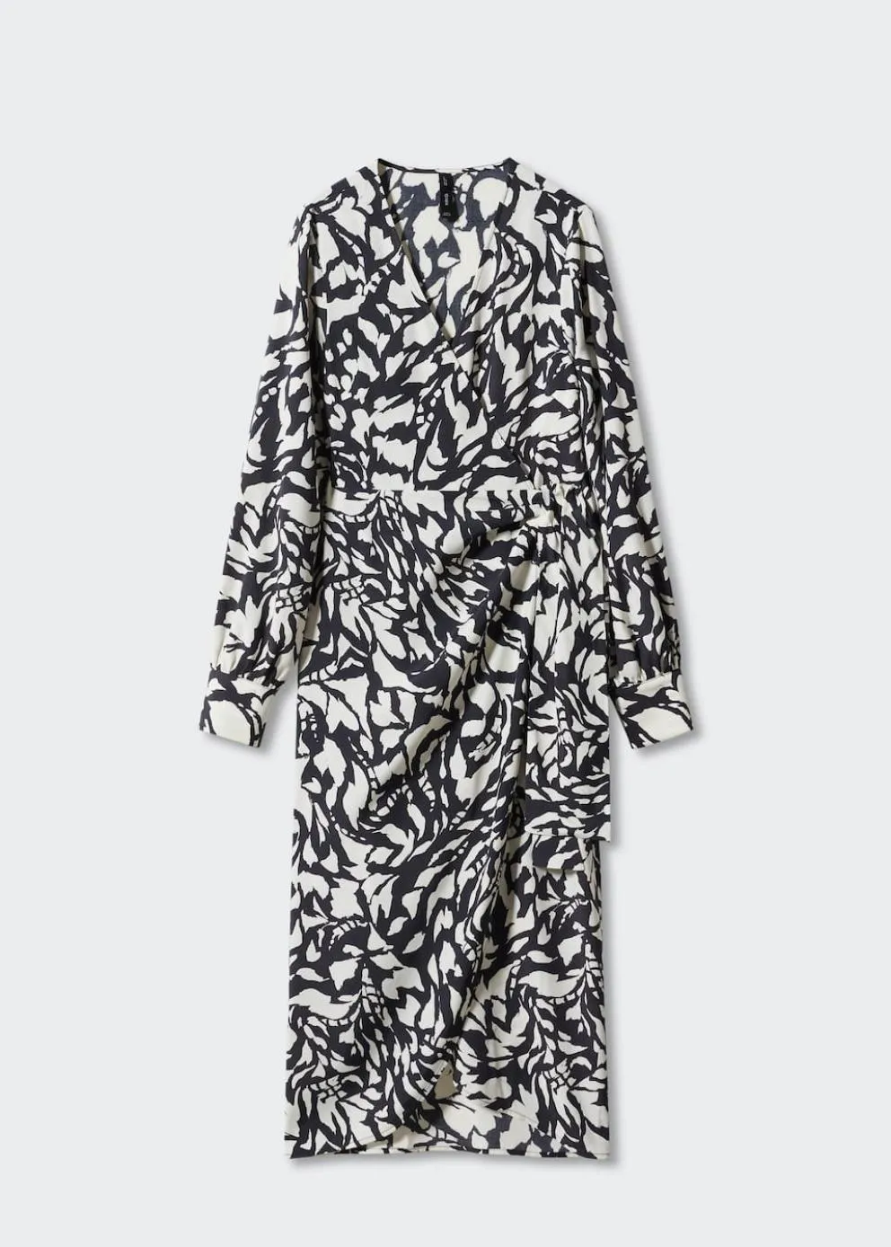 Robes Et Combinaisons | Femme MANGO Robe Cache-cœur Imprimée Noir