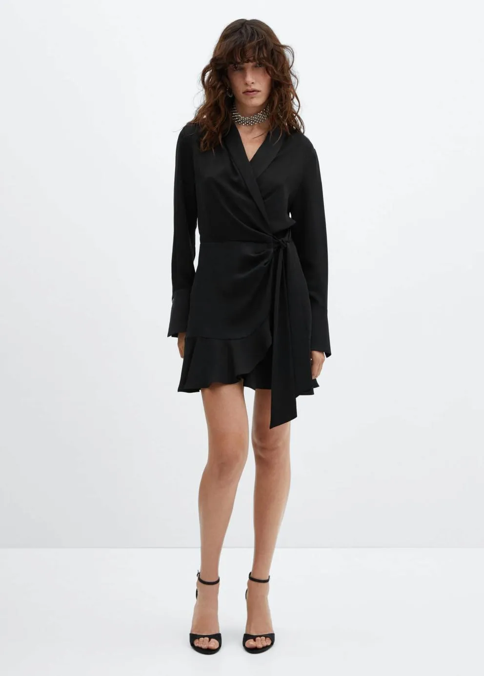 Robes Et Combinaisons | Femme MANGO Robe Cache-cœur Revers Noir