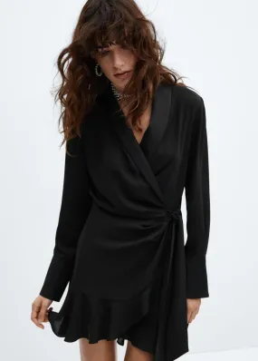 Robes Et Combinaisons | Femme MANGO Robe Cache-cœur Revers Noir