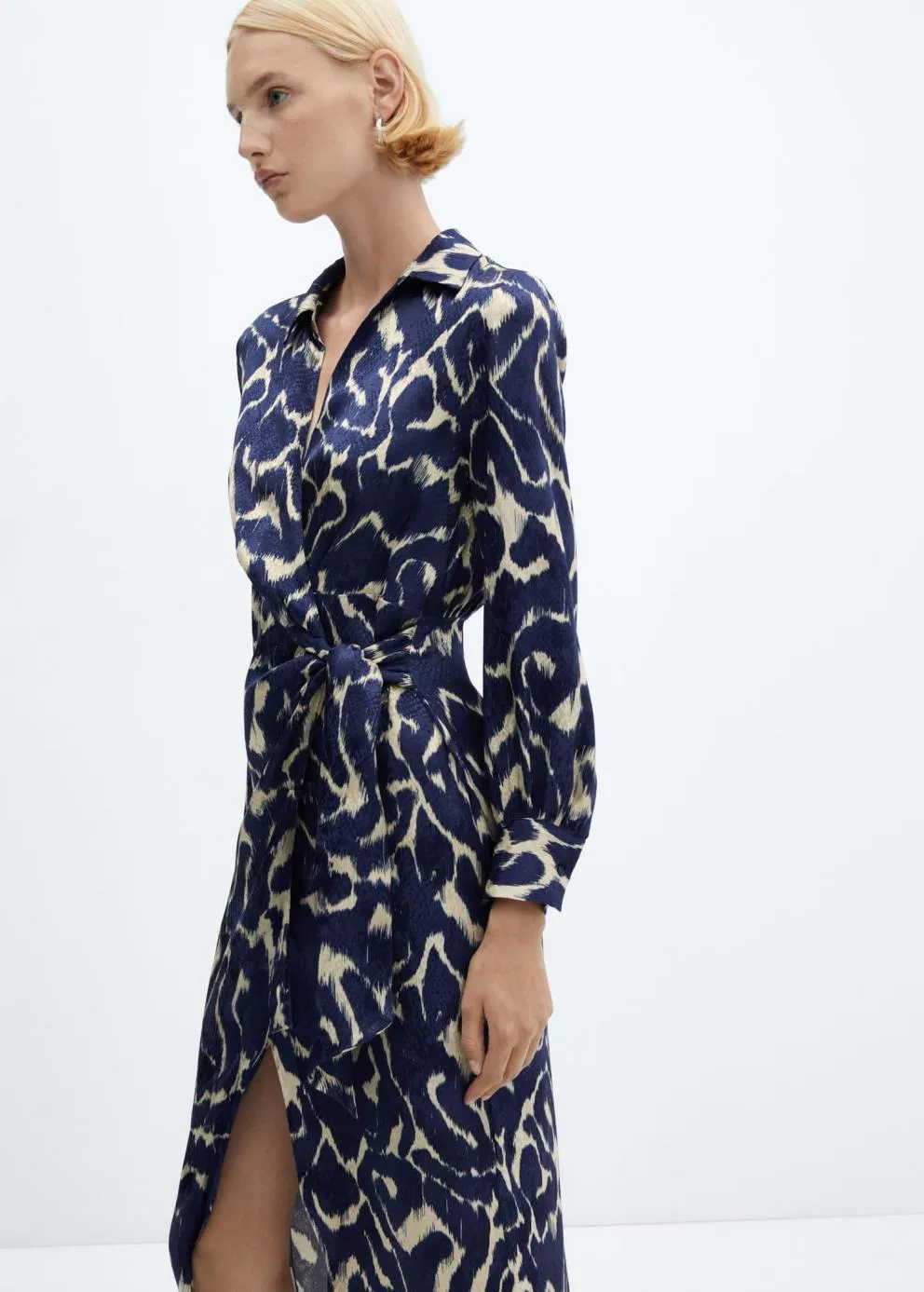 Robes Et Combinaisons | Femme MANGO Robe Imprimée Nœud Bleu