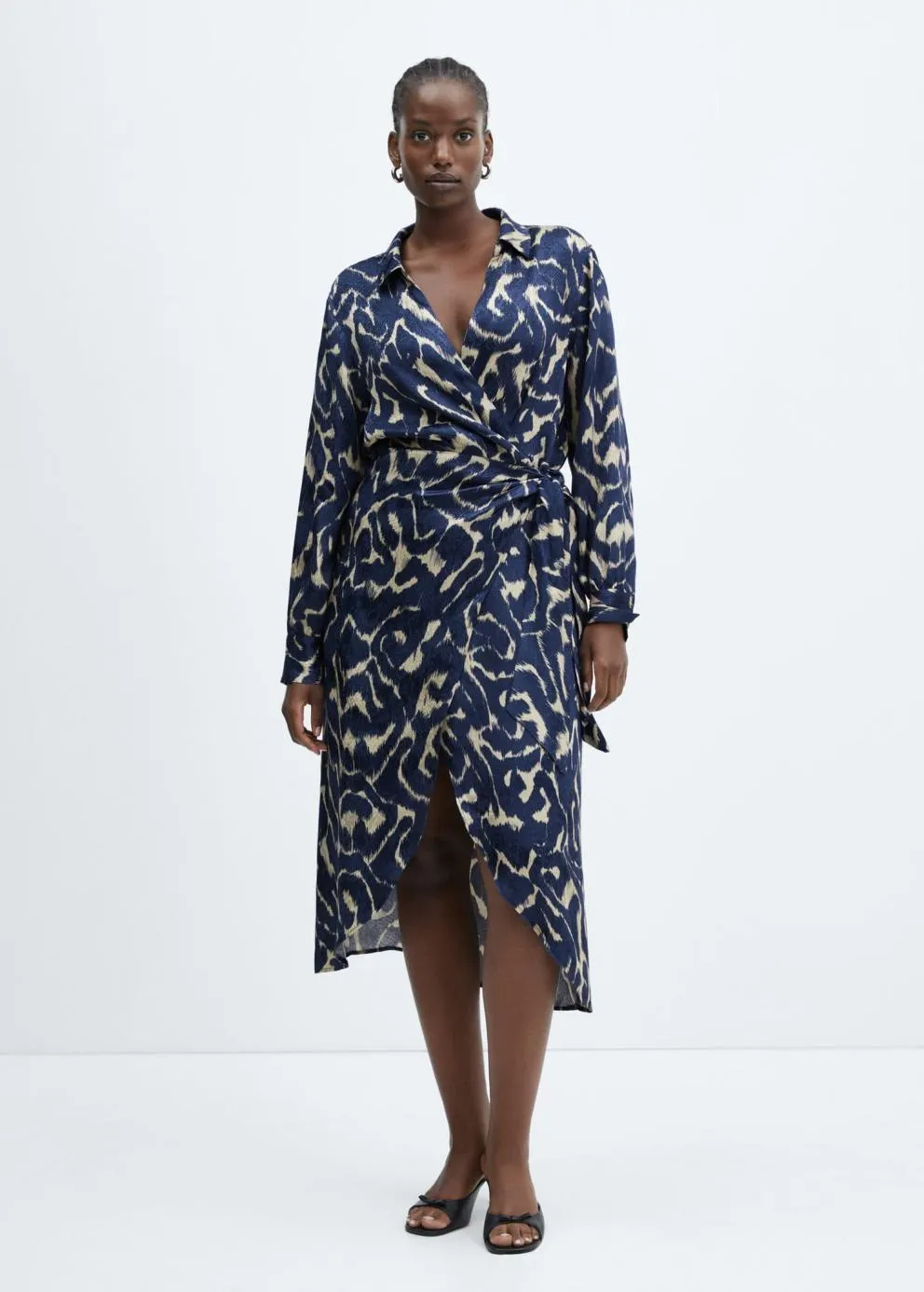 Robes Et Combinaisons | Femme MANGO Robe Imprimée Nœud Bleu