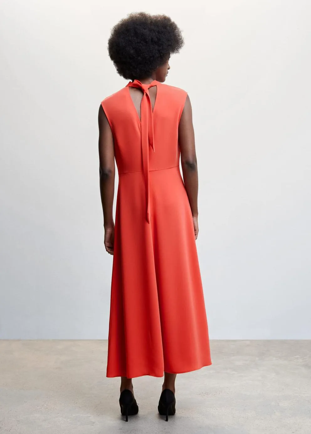 Robes Et Combinaisons | Femme MANGO Robe Longue Lavallière Corail