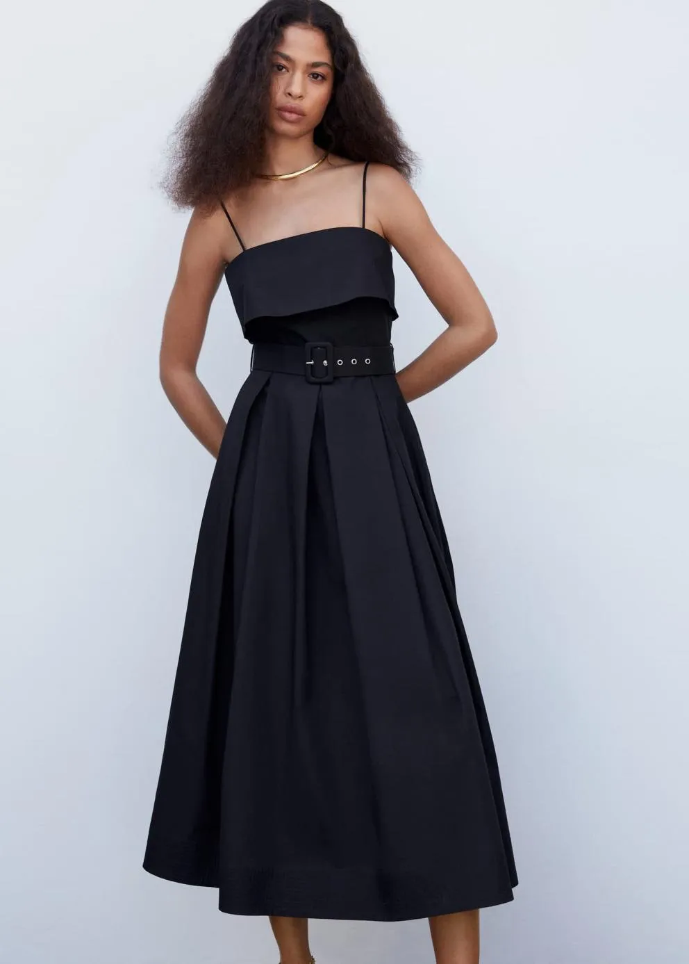 Robes Et Combinaisons | Femme MANGO Robe Longue à Ceinture Noir