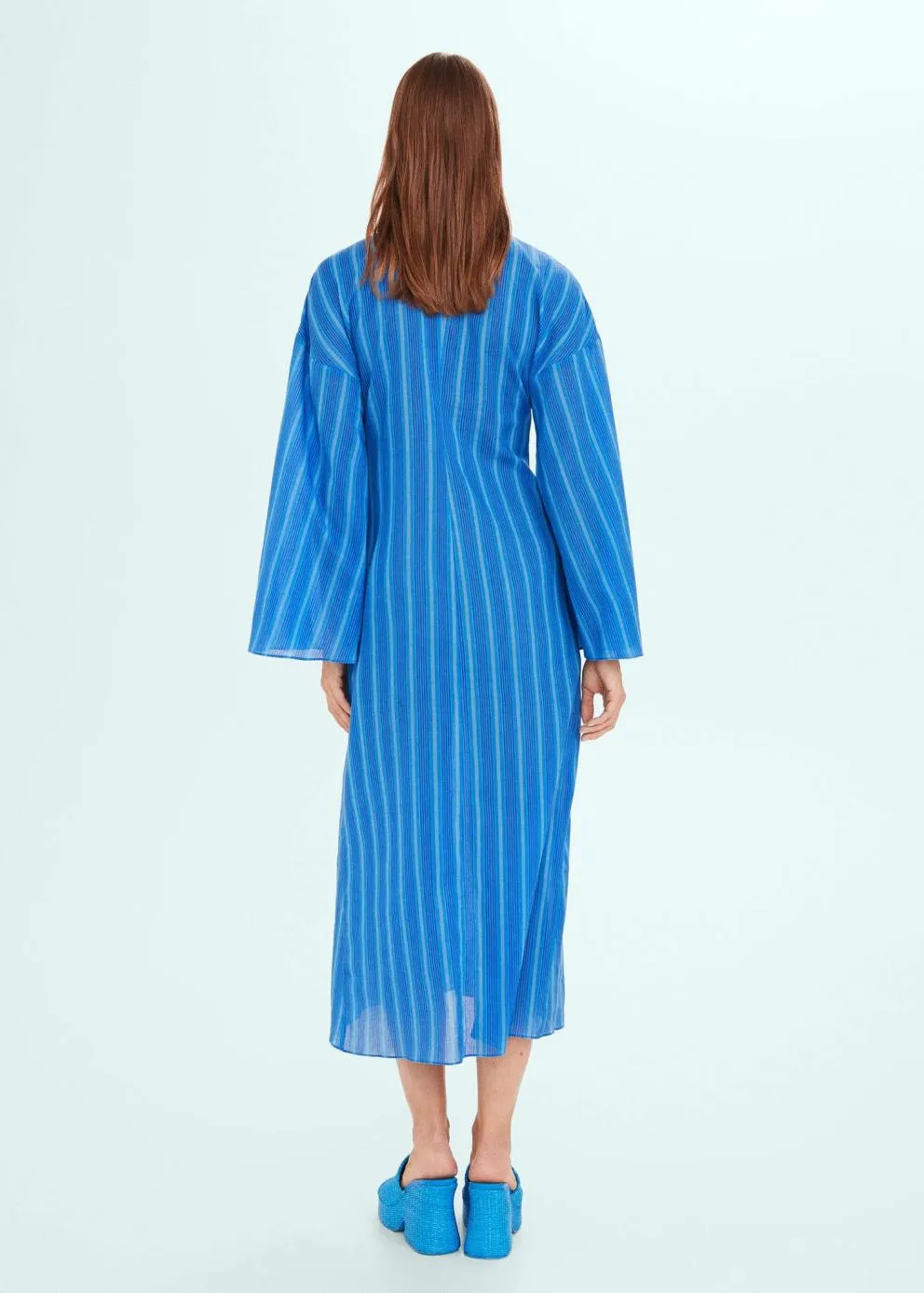 Robes Et Combinaisons | Femme MANGO Robe Rayures Détail Nœud Bleu