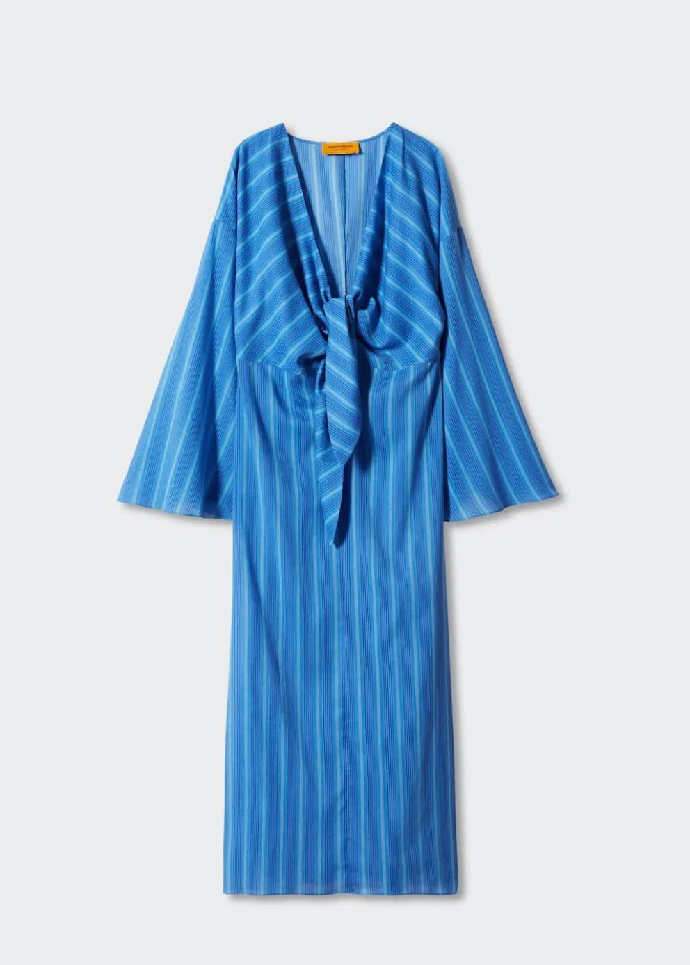 Robes Et Combinaisons | Femme MANGO Robe Rayures Détail Nœud Bleu