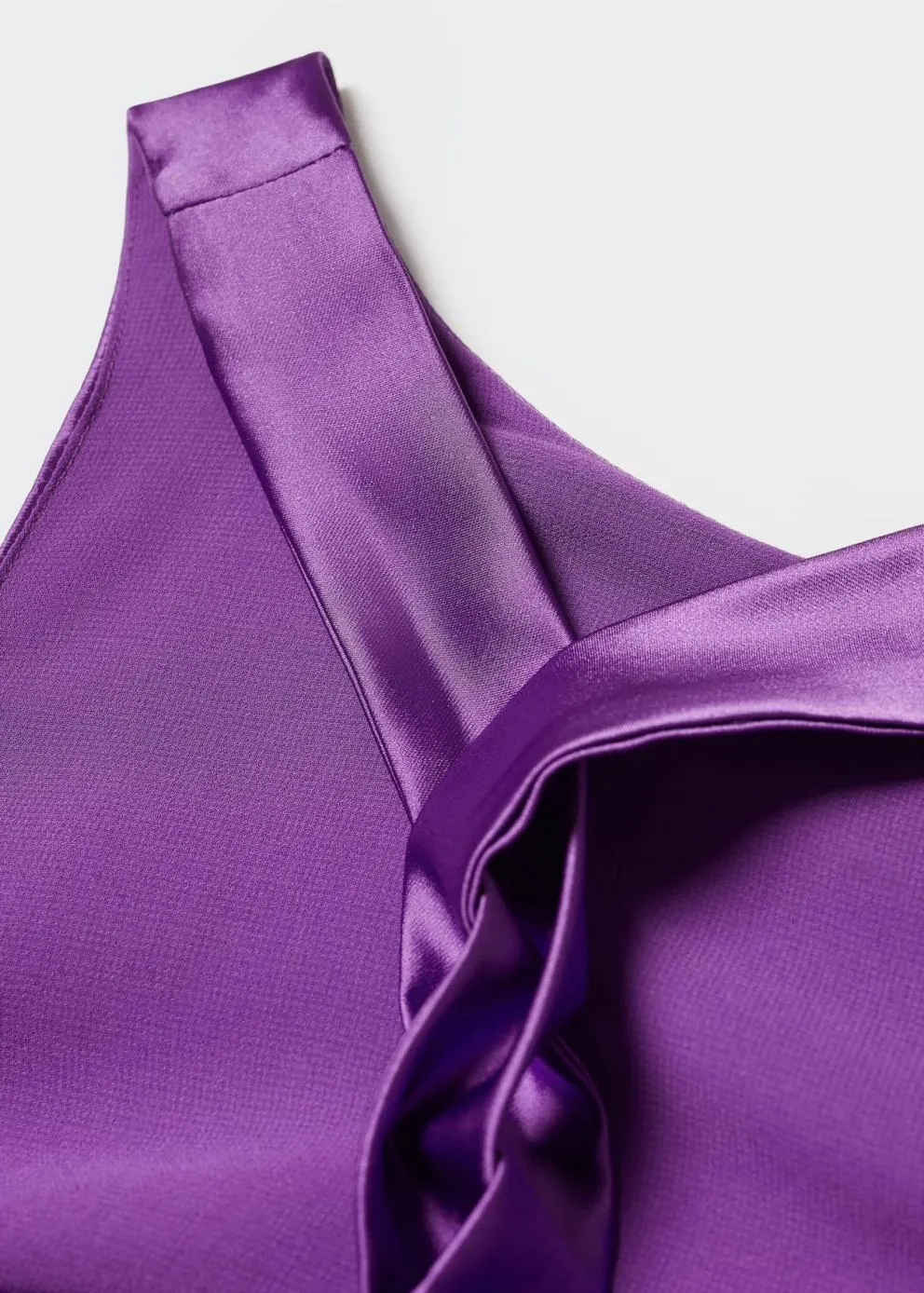 Robes Et Combinaisons | Femme MANGO Robe Satinée Dos Croisé Violet