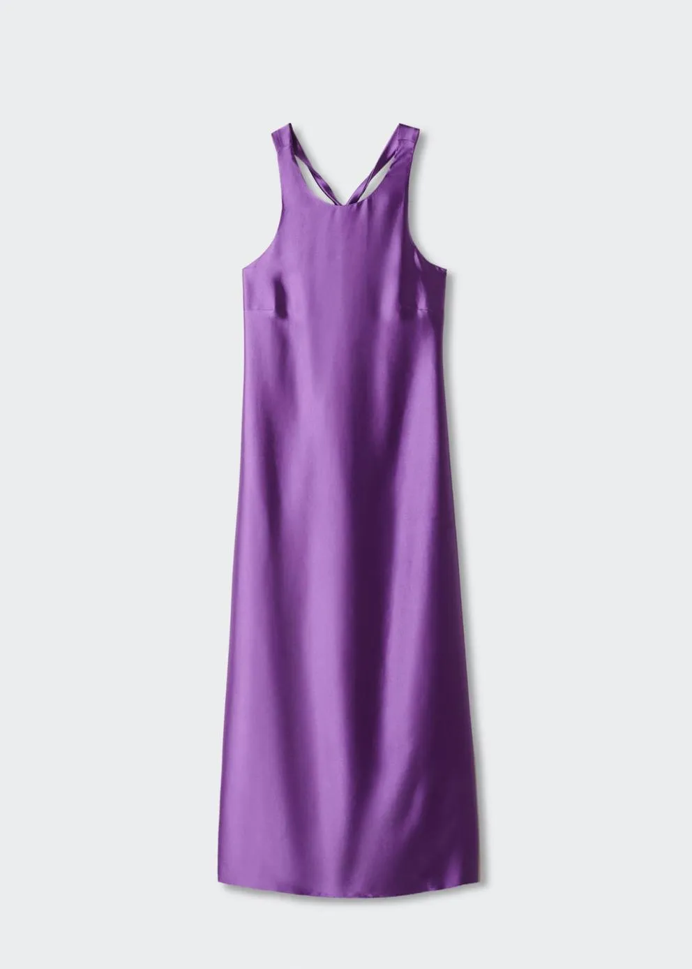 Robes Et Combinaisons | Femme MANGO Robe Satinée Dos Croisé Violet