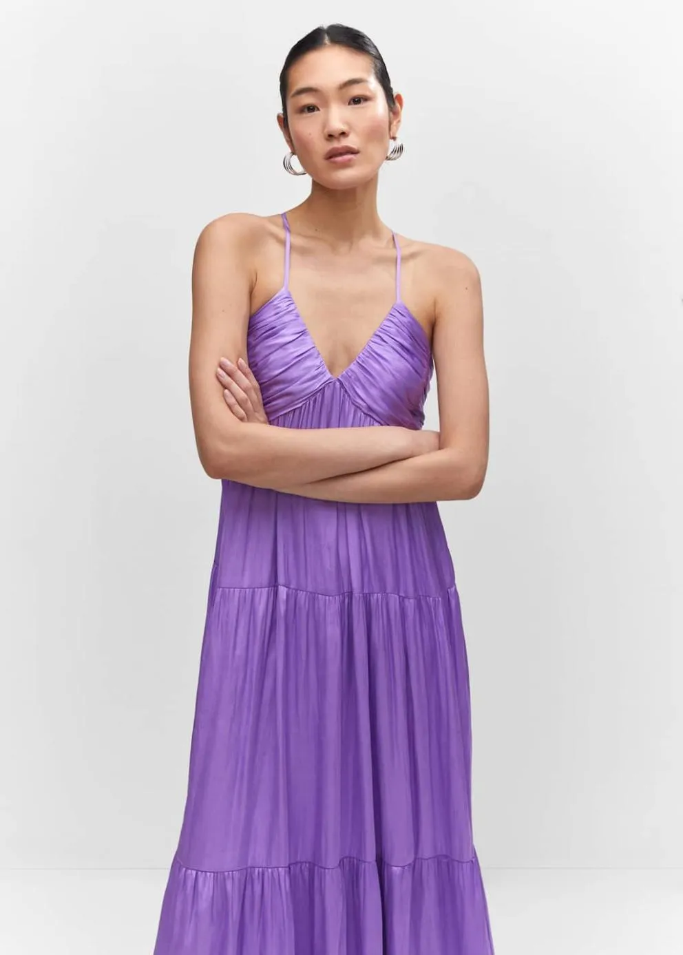 Robes Et Combinaisons | Femme MANGO Robe Satinée Froncée Violet Clair/pastel