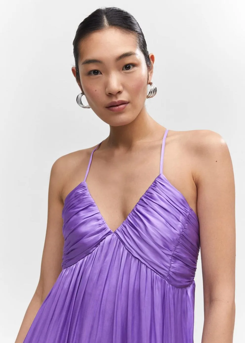 Robes Et Combinaisons | Femme MANGO Robe Satinée Froncée Violet Clair/pastel