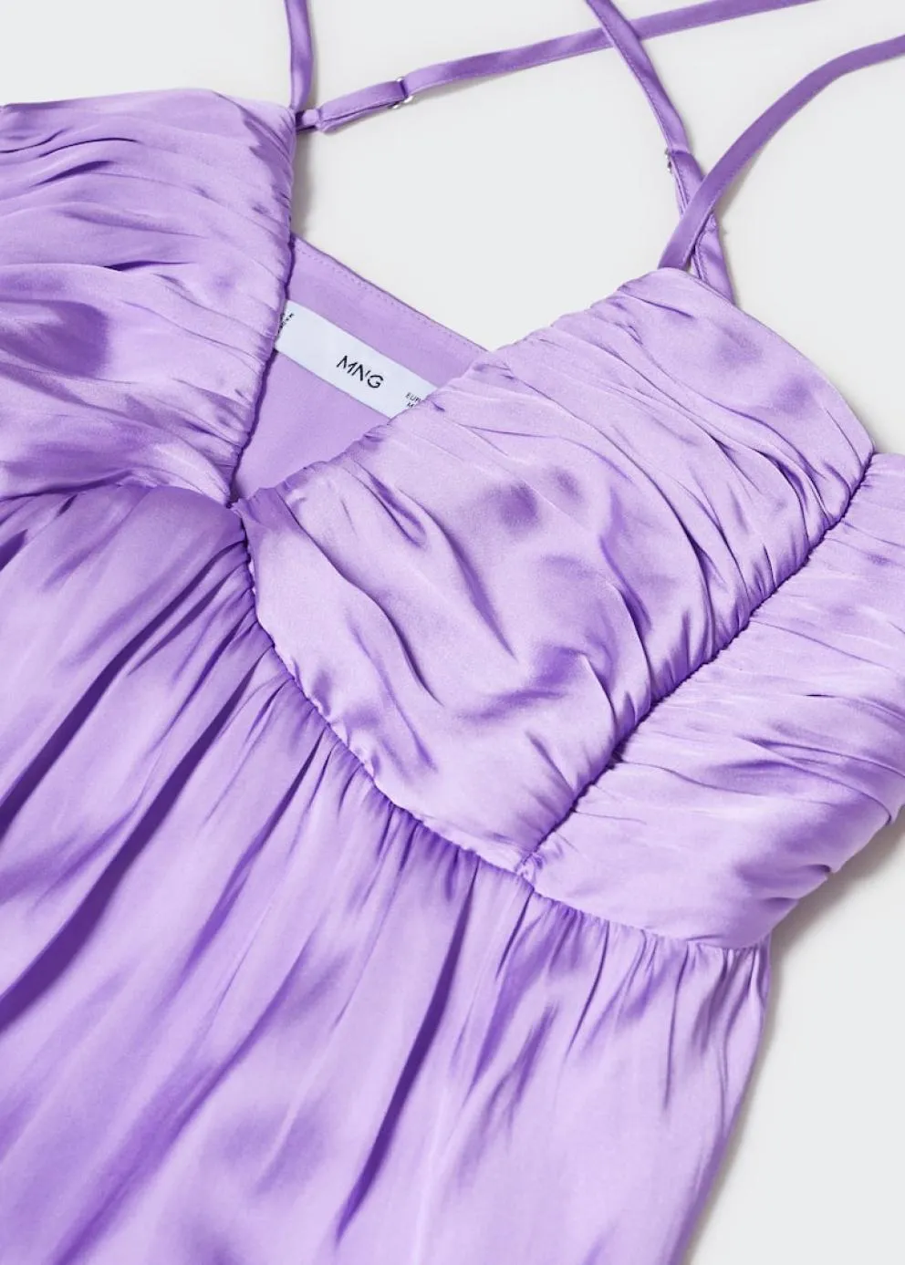 Robes Et Combinaisons | Femme MANGO Robe Satinée Froncée Violet Clair/pastel