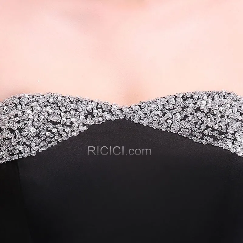 Sans Manches Sirène Bustier Sequin Dos Nu Satin Robes De Soirée Longue