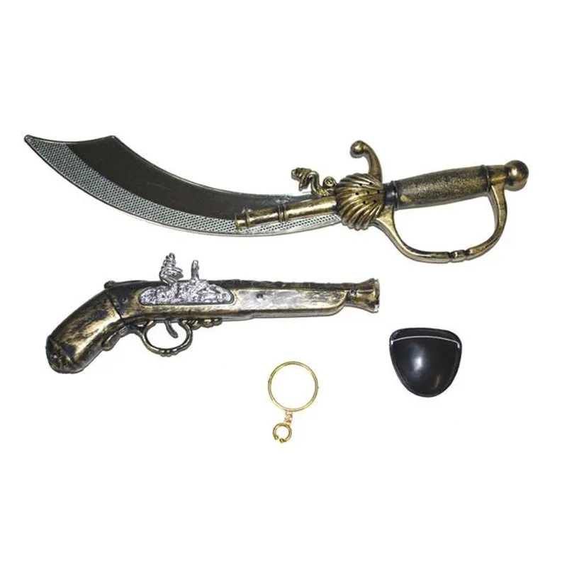 Set de Pirate en Plastique : Sabre, Boucanier et oeillère de pirate