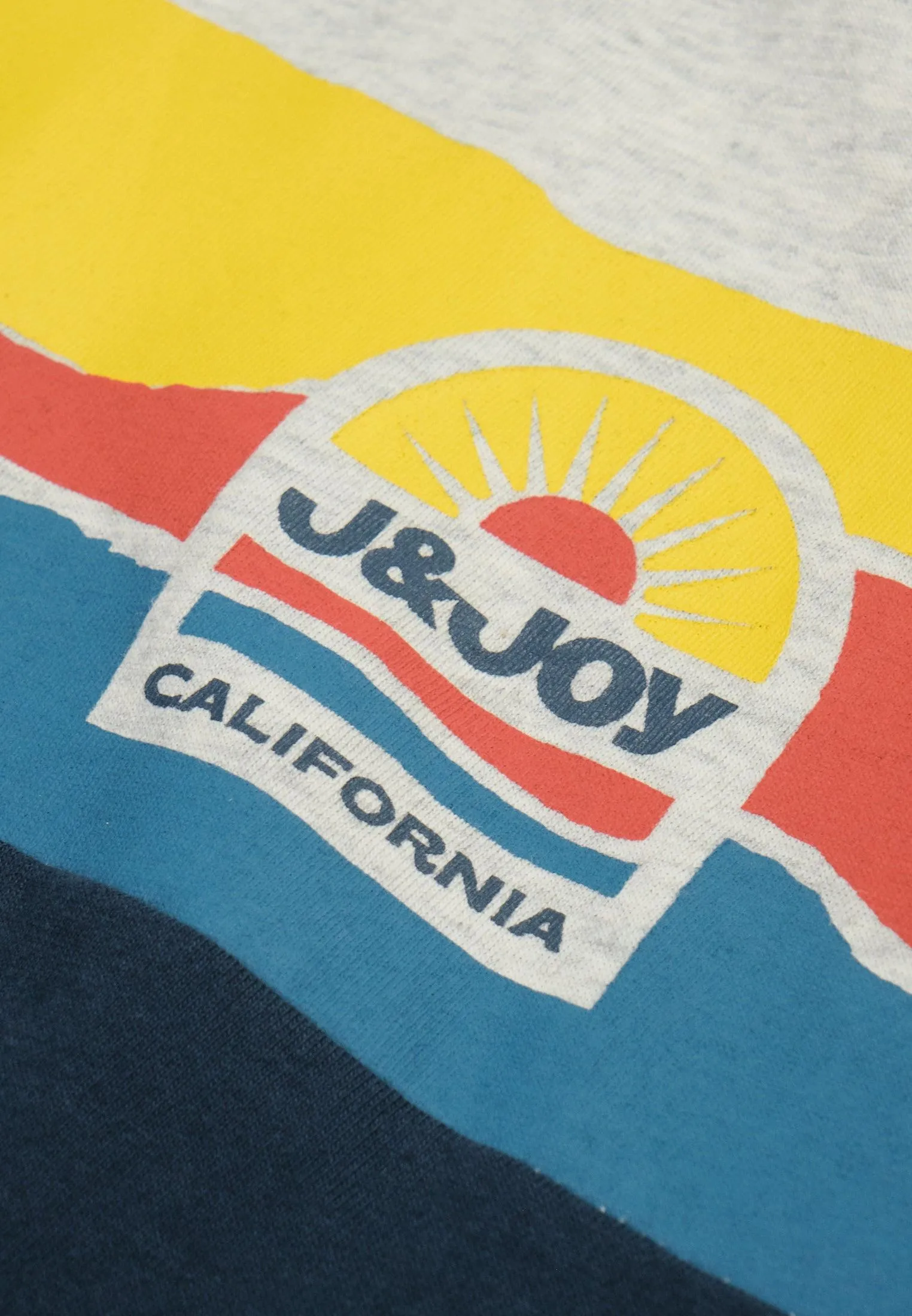 T-shirt garon écru/bleu, motif paysage