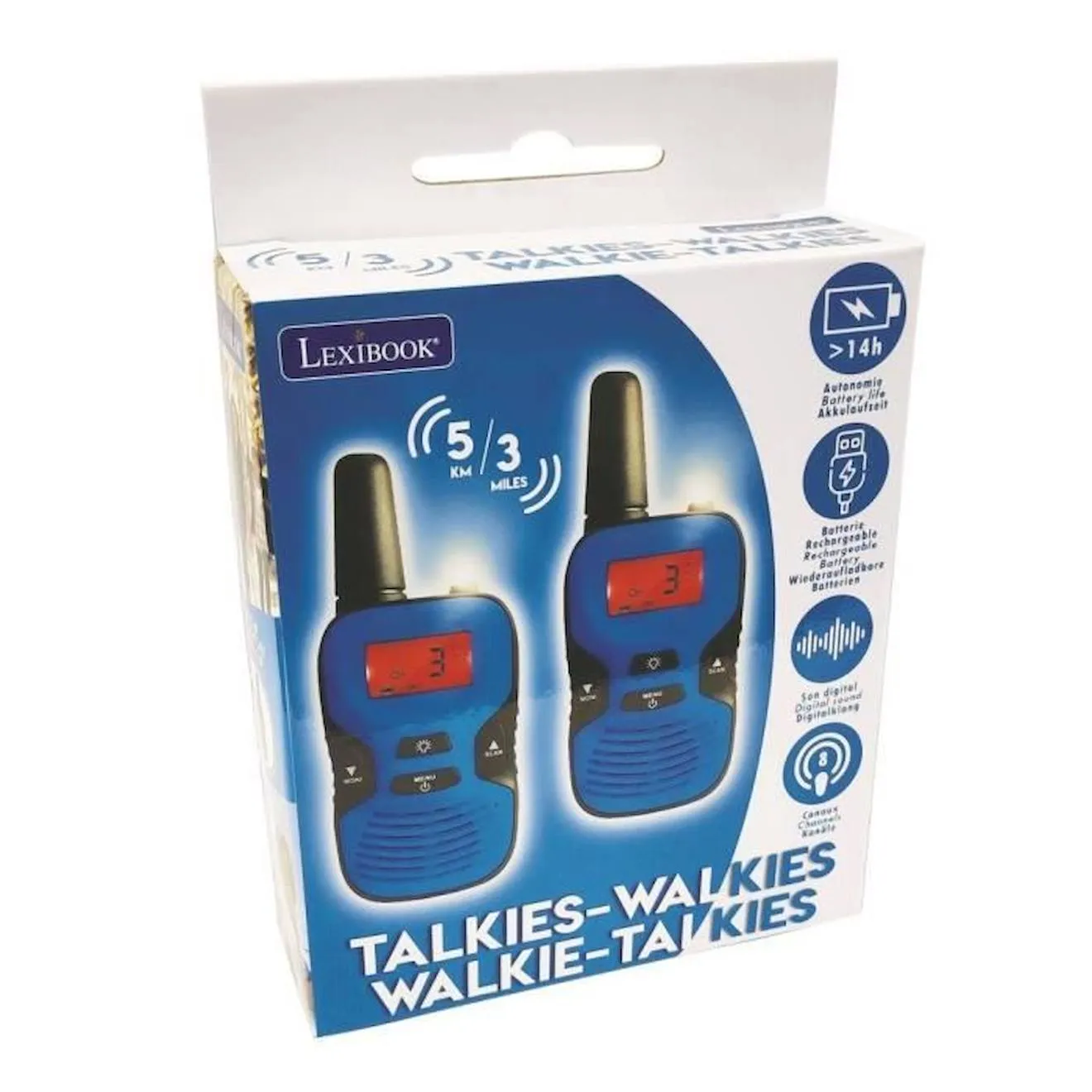 Talkie-Walkies Digitaux - LEXIBOOK - Portée 5km - Rechargeables - 8 combinaisons de canaux noir - Lexibook