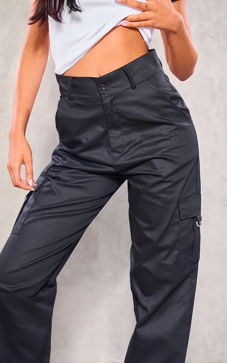 Tall Pantalon cargo noir large style tailleur