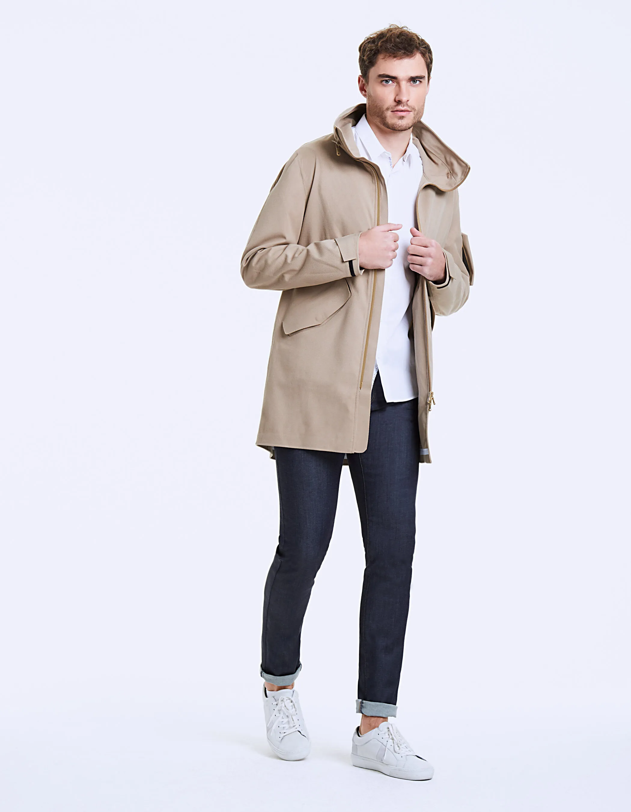 Trench beige en twill Waterproof Homme