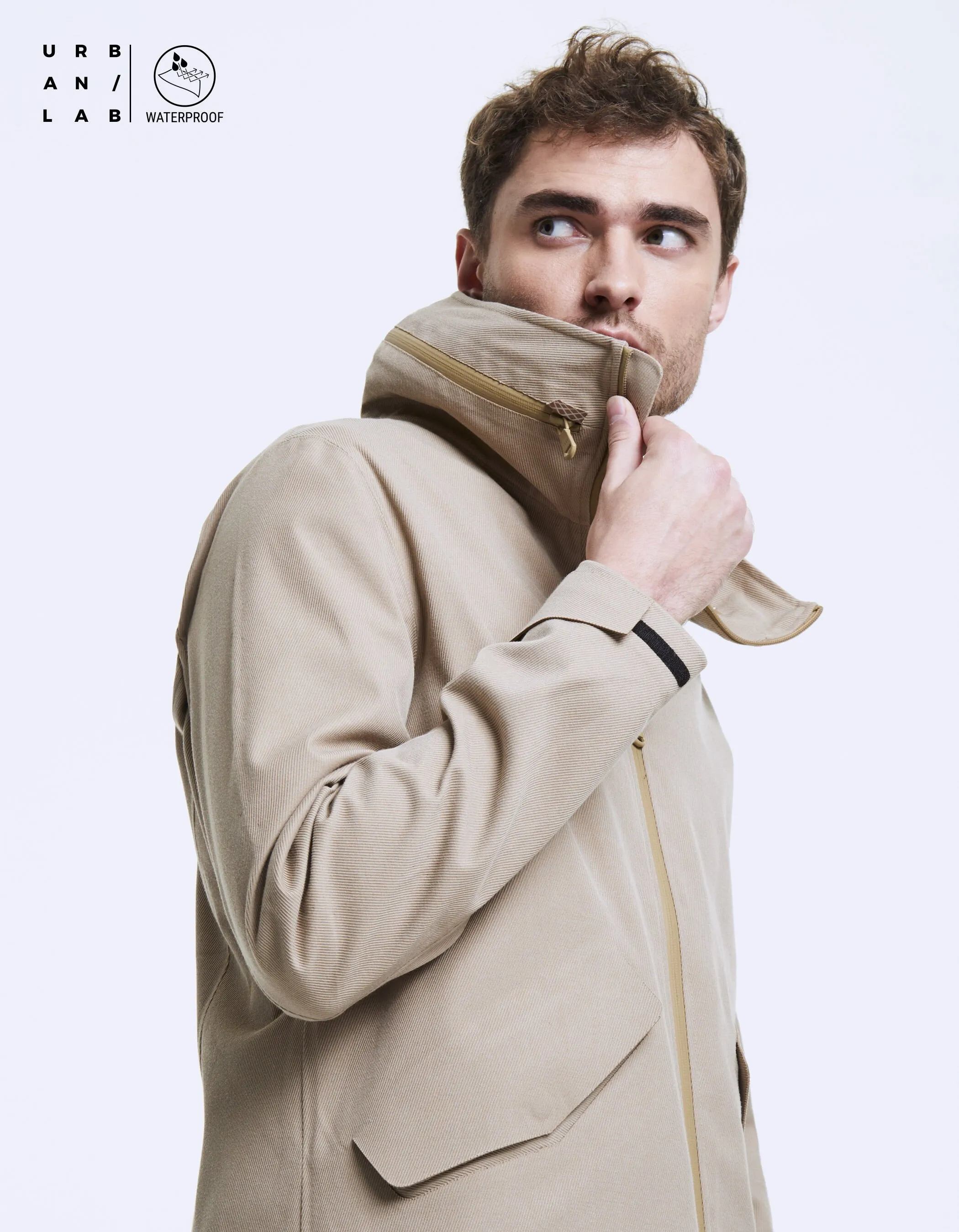 Trench beige en twill Waterproof Homme