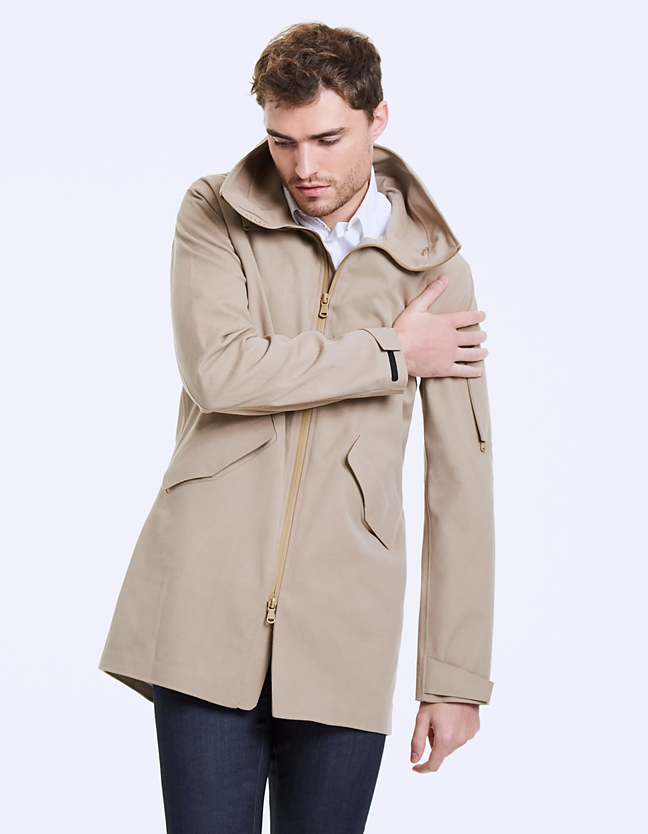 Trench beige en twill Waterproof Homme