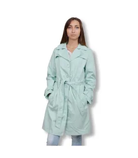 Trench femme manches longues de couleur vert longueur 3/4