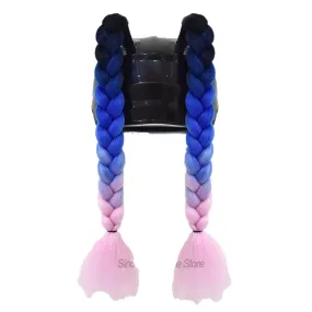 Tresse pour casque moto - Noir/Bleu/Rose