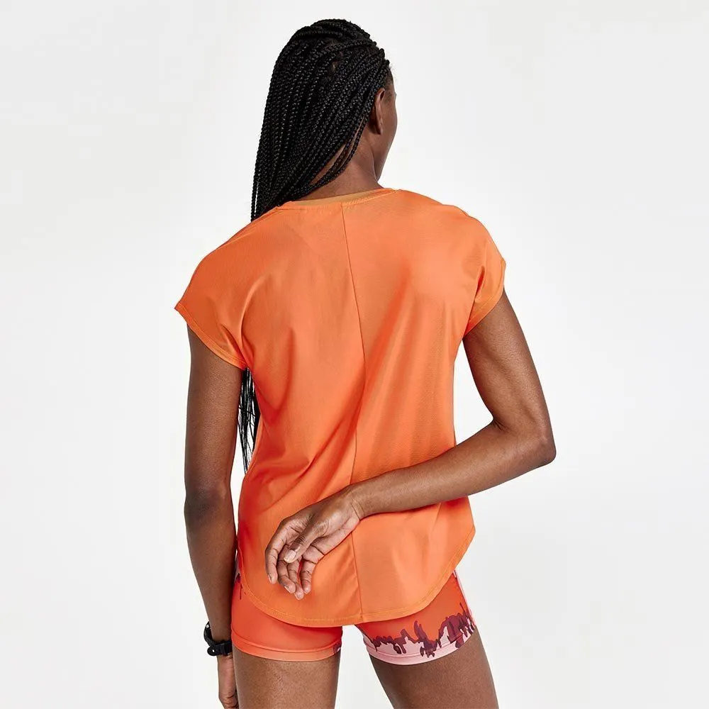 Vêtements de sport Craft Femme | Tee-shirt de running léger et technique Craft Core Charger RIB Tee W Orange pour femme | 191124